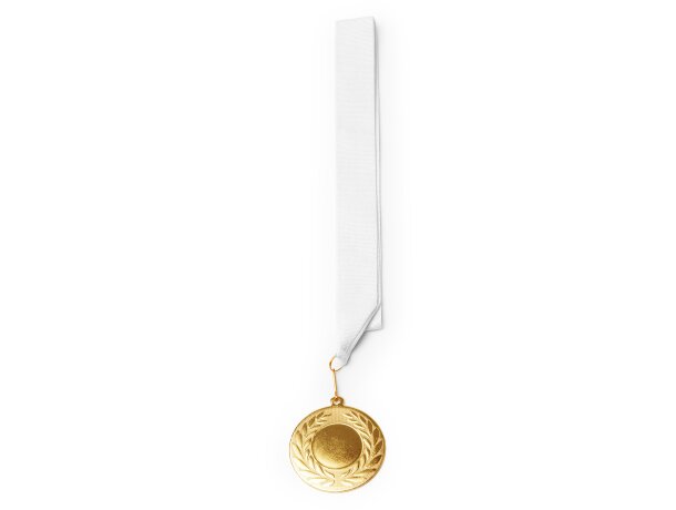 Medalla Ledeki metal con cinta poliéster personalizable Blanco detalle 2