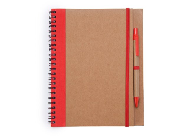 Libretas de anillas con tapa rígida cartón reciclado Rojo detalle 18
