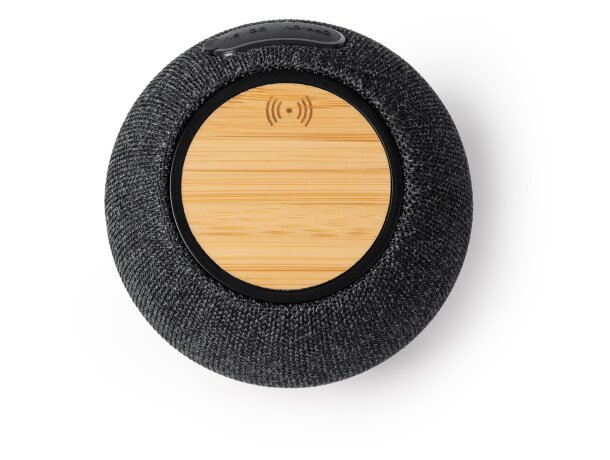 Altavoz Bandini negro bambú con cargador inalámbrico 15W Negro detalle 1