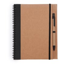 Libreta personalizada espiral cartón reciclado 60 hojas bolígrafo integrado