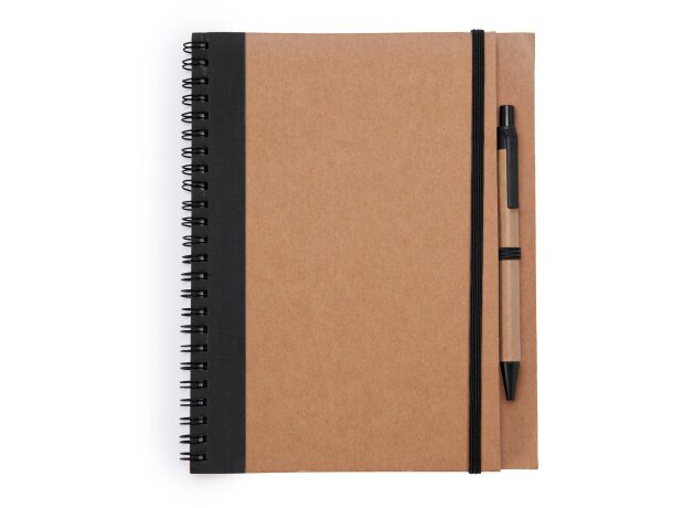 Libreta Alani con espiral lateral y bolígrafo de cartón verde Rojo detalle 20