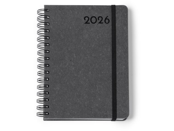 Agenda Kurtis cuero reciclado con anillas A5 día página Negro detalle 4