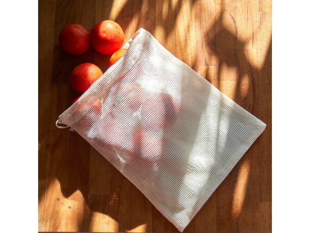 Bolsa 100% algodón eco rejilla 120 g/m2 Crudo detalle 1