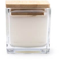Vela aromática vainilla con diseño en cristal y bambú