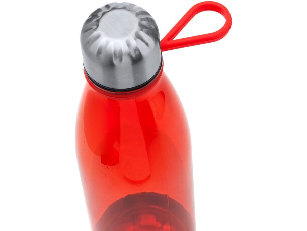 Botella de vidrio personalizadas con base de acero inoxidable y asa de transporte unisex acabado as transparente Eddo Transparente detalle 1