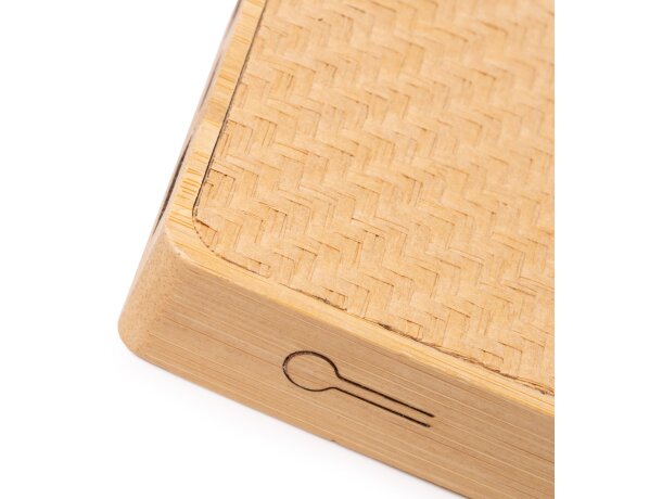 Bateria externa personalizable Akrol bambú 8000 mAh tipo C Crudo detalle 1