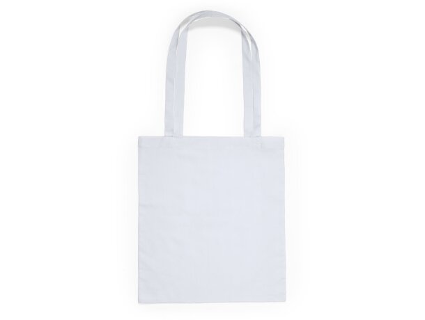 Bolsas de algodón personalizadas de asas largas reforzadas a color 105 g/m2 Blanco detalle 4