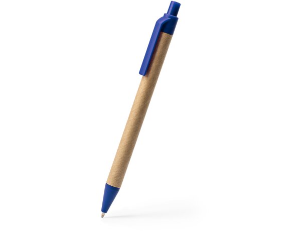 Bolígrafo Alder de cartón reciclado con PLA biodegradable azul Blanco detalle 4