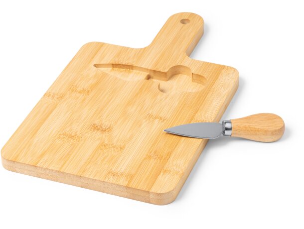 Tabla de cortar Brie bambú con cuchillo acero inoxidable Bambu detalle 2
