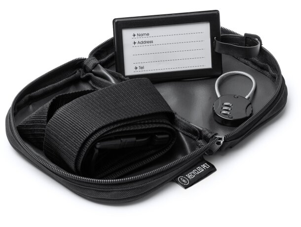 Set de viaje Nelson negro con candado y etiqueta identificadora Negro detalle 2