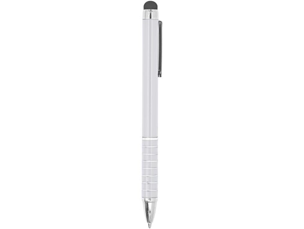 Bolígrafo metálico de aluminio puntero táctil tinta azul Blanco detalle 4