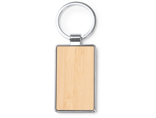 Llavero Karby rectangular bambú natural acabado metal Rectangular detalle 3