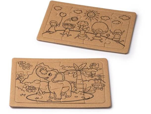Set de puzzles Zeon en cartón reciclado con caja kraft Crudo detalle 3