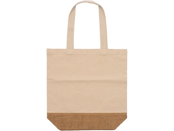 Bolsa Mendes algodón reciclado y yute 41x41x13 cm propaganda Crudo detalle 1