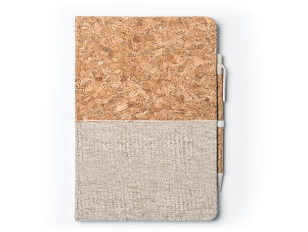 Bloc Robin A5 corcho algodón con bolígrafo fibra de trigo Crudo detalle 6