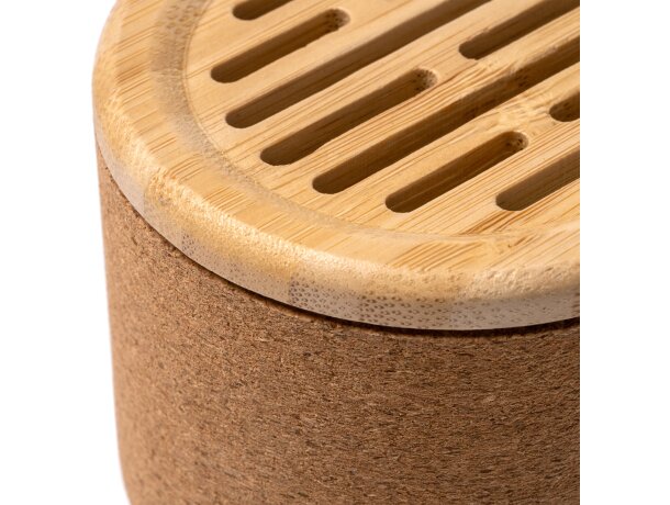 Mini altavoz bluetooth para publicidad de bambú Yamo Crudo detalle 1