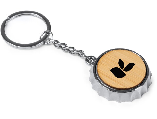 Llavero abridor Dupont con bambú y acabado cromado Plata detalle 1