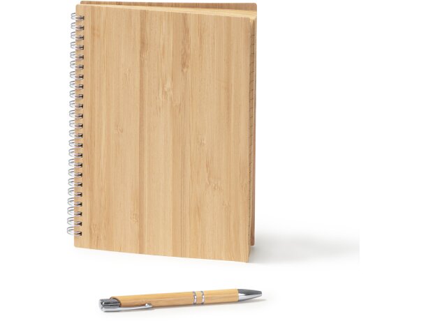 Set libreta y bolígrafo A5 bambú Gala Crudo detalle 5