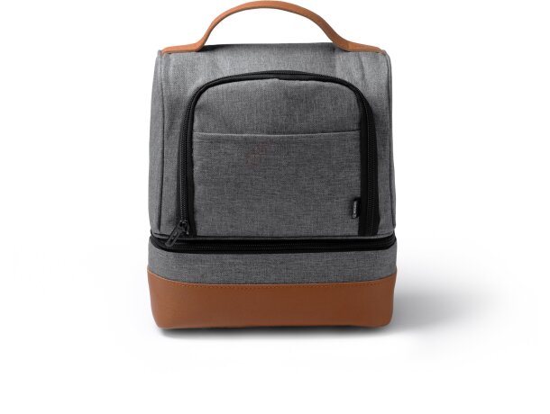 Bolsa térmica personalizada con cremallera y base en pu de rPET Kulga Gris vigore detalle 6