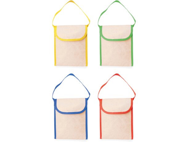 Bolsa térmica promocional con detalles de color y solapa en papel laminado 130 g/m2 Serreta Amarillo detalle 2