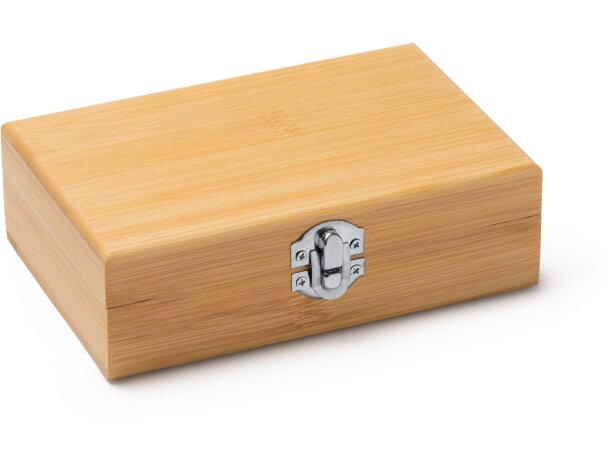 Set vino Tintos bambú natural sacacorchos tapón recogegotas Crudo detalle 4