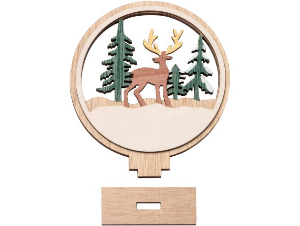 Adorno navideño Zikos de madera natural con base desmontable Crudo detalle 1