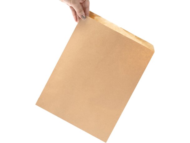 Bolsa papel kraft Uroa natural con solapa adhesiva sostenible Crudo detalle 1