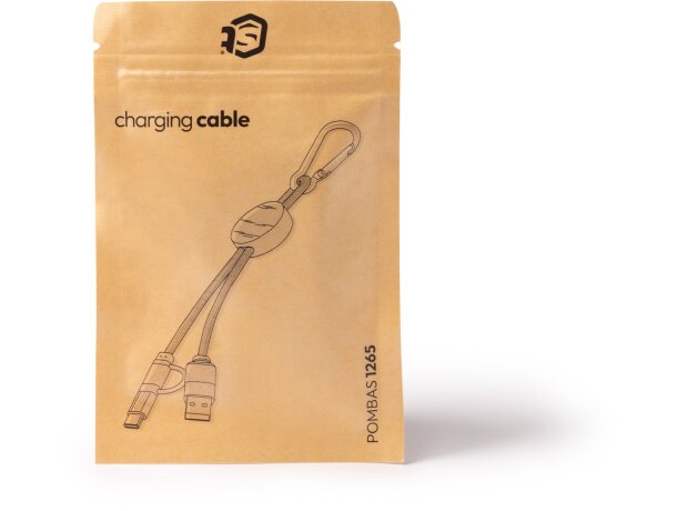 Cable 4 en 1 Pombas con bambú, algodón y fibra de trigo Crudo detalle 3