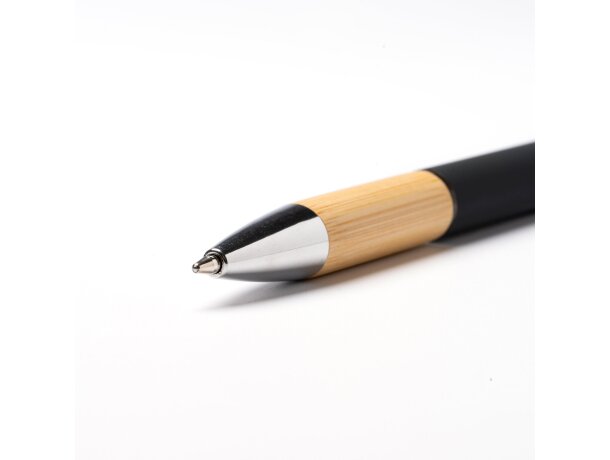 Bolígrafo de metal pulsador de aluminio tinta azul Borux Blanco detalle 2