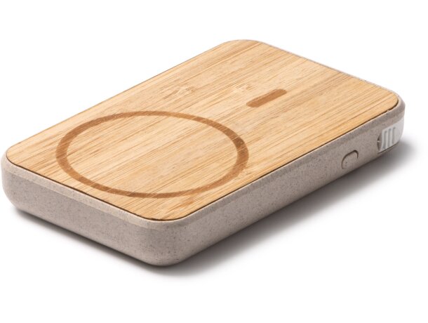 Powerbank 5000 mah de bambú Brener Crudo detalle 7
