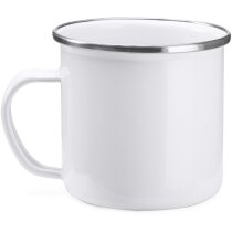 Taza económica metal esmaltado blanco Damasco
