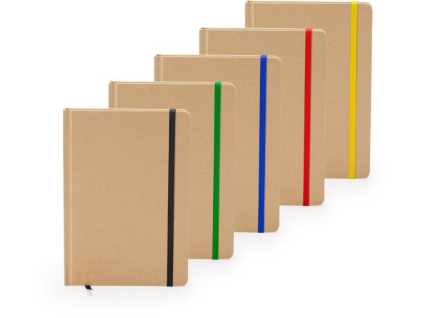 Bloc de notas con elástico y separador a color cartón reciclado Estela Blanco detalle 3