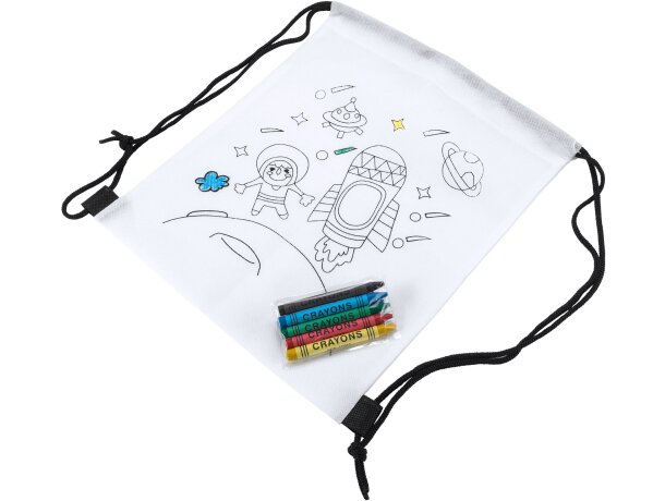 Mochila infantil publicitaria de cuerdas non-woven Turcaz Blanco detalle 5