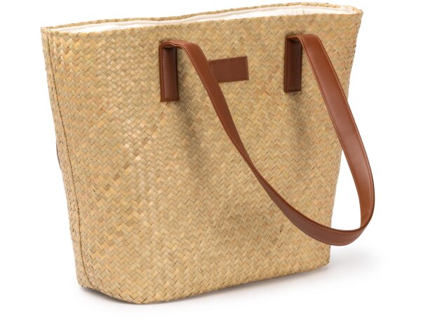 Bolsa Miyako crudo paja algodón y PU leather con cremallera Crudo detalle 3