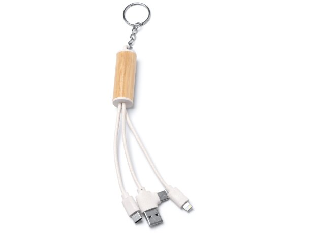 Cable cargador 4 en 1 bambú y fibra de trigo POMBO NATURAL Crudo detalle 4