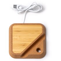 Cargador inalámbrico Brian bambú corcho 10W soporte vertical