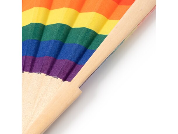Abanico de madera con tela multicolor con logotipo Keros Multi color detalle 2