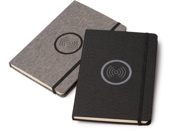 Bloc de notas Garlan con carga inalámbrica 15W en RPET Negro detalle 4