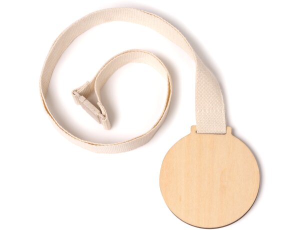 Medalla Holden bambú natural con cordón algodón para eventos Crudo detalle 5