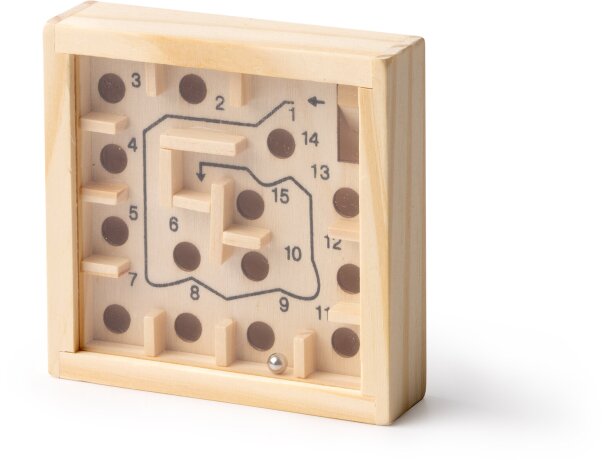 Juego de habilidad Minos en madera natural con laberinto Crudo detalle 4