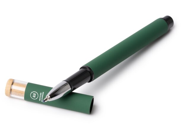 Bolígrafo Lindberg de aluminio reciclado con tinta azul Blanco detalle 2