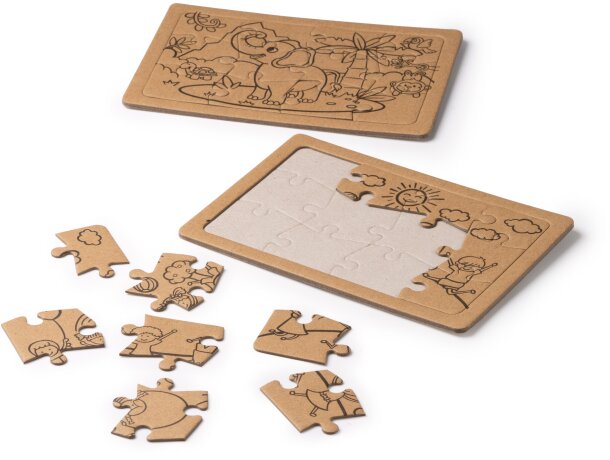 Set de puzzles Zeon en cartón reciclado con caja kraft Crudo detalle 1