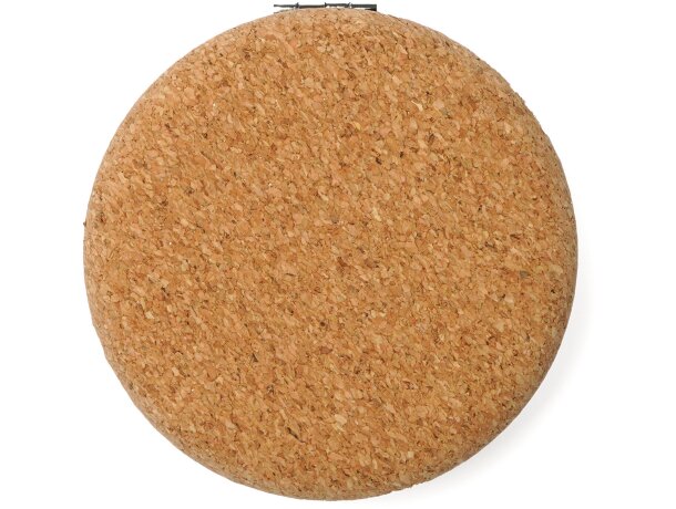 Espejo para boda con logo Belle plegable de bolsillo con corcho y metal cromado Crudo detalle 4