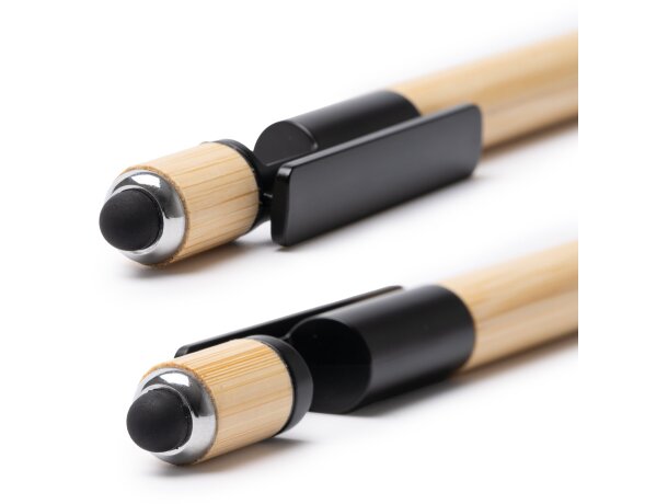 Bolígrafo bambú Heting negro multifunción con puntero táctil Negro detalle 4