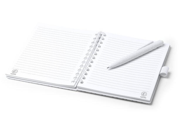 Libretas de anillas extracto de piedra con tapa rígida y boligrafo a juego Blanco detalle 1