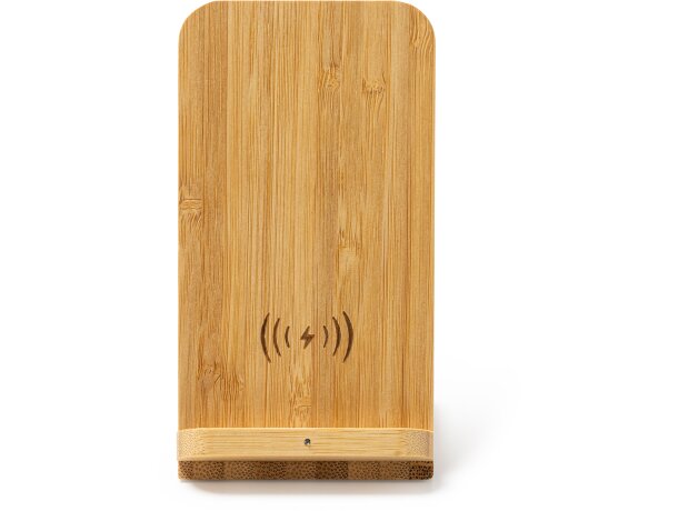 Cargadores inalambricos promocionales Gravity bambú natural 5W Bambu detalle 7