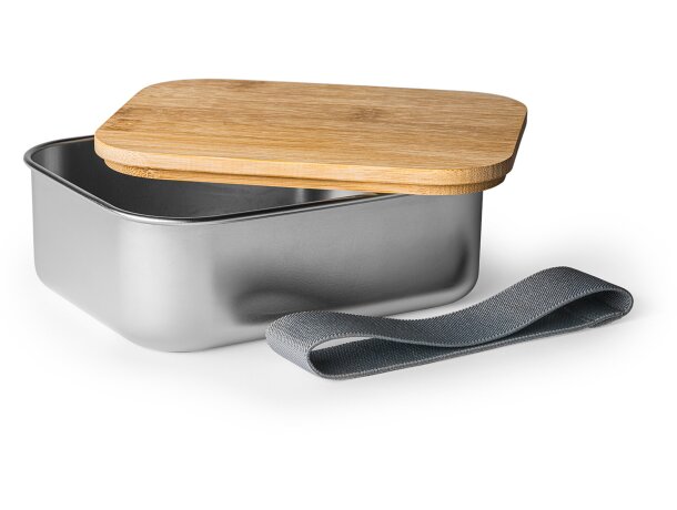 Fiambreras publicitarias Korlan acero inoxidable bambú 750ml Plata detalle 4