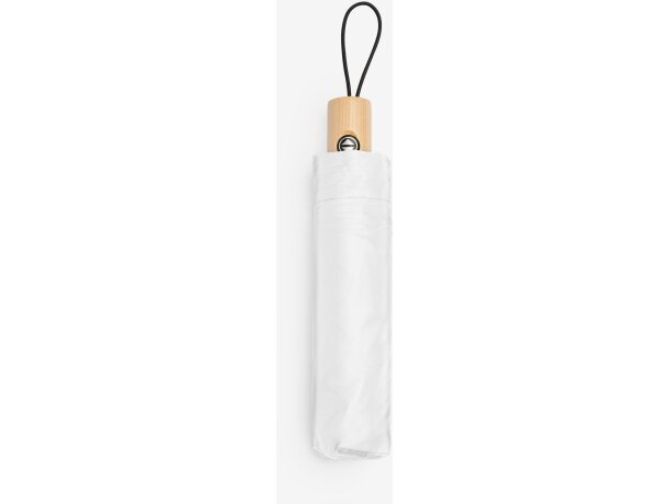 Paraguas Nauro pongee 190T automático antiventisca madera natural Blanco detalle 5