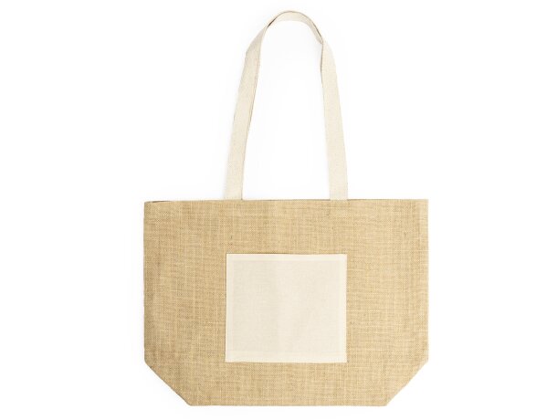 Bolsas de yute personalizadas asas largas unisex Gavia Crudo detalle 2