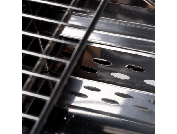 Barbacoa portátil Rulot con parrilla abatible y diseño maletín Negro detalle 2